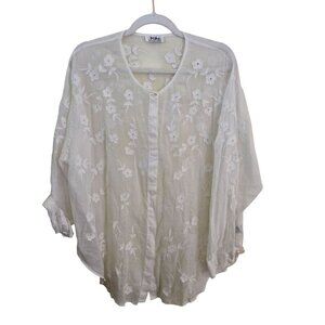 Kiko Confidant Clothing Sustainable Cotton Sheer White Blouse Coverup One Size